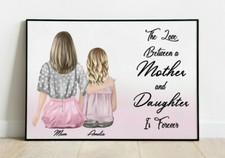 Image of Personalised Mum & Daughter Word Art Picture Print Poster Mother's Day Gift