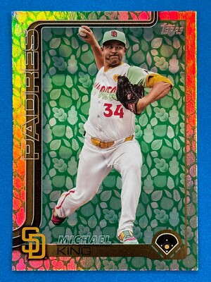 2025 Topps Easter Holiday Green Leaf Foil Egg Tin SP #195 Michael King Padres