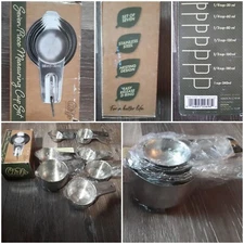 New Chef's Measuring Cups 7 Piece Stainless Steel Metal Nesting Liquid or Dry