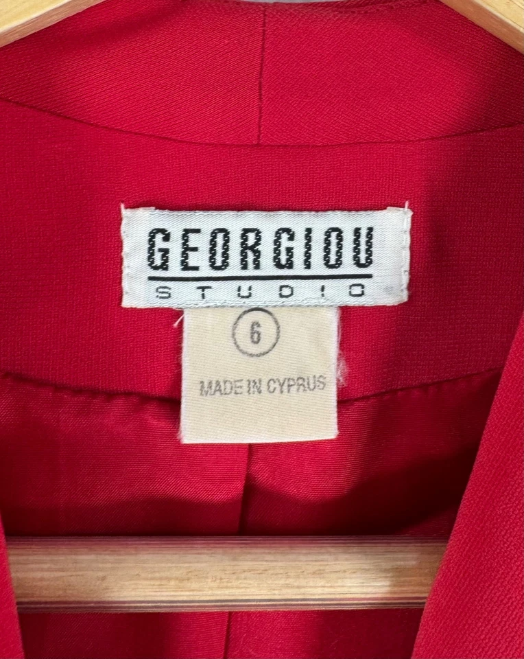 VTG Georgiou classic tailored red blazer preppy cocktail 90s chic sz 6 - Image 2 of 4