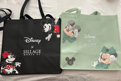 Disney D23 Expo 2024 House Of Sillage Canvas Tote 1 Green And 2 Black - Set Of 3