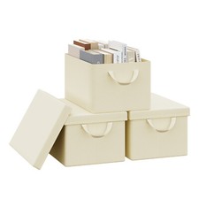 WOLTU Large Storage Boxes Foldable Canvas Boxes Fabric Clothes Baskets with Lid