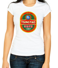 T-Shirt Tsingtao Bier, chinesisches Bier, 3/4 kurzärmelige Damen E095