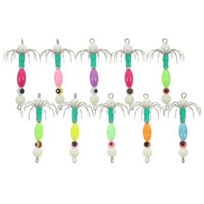  10pcs Fishing Lures Kit Angling Lure Hook Fishing Hooks Glow In The Dark Glow