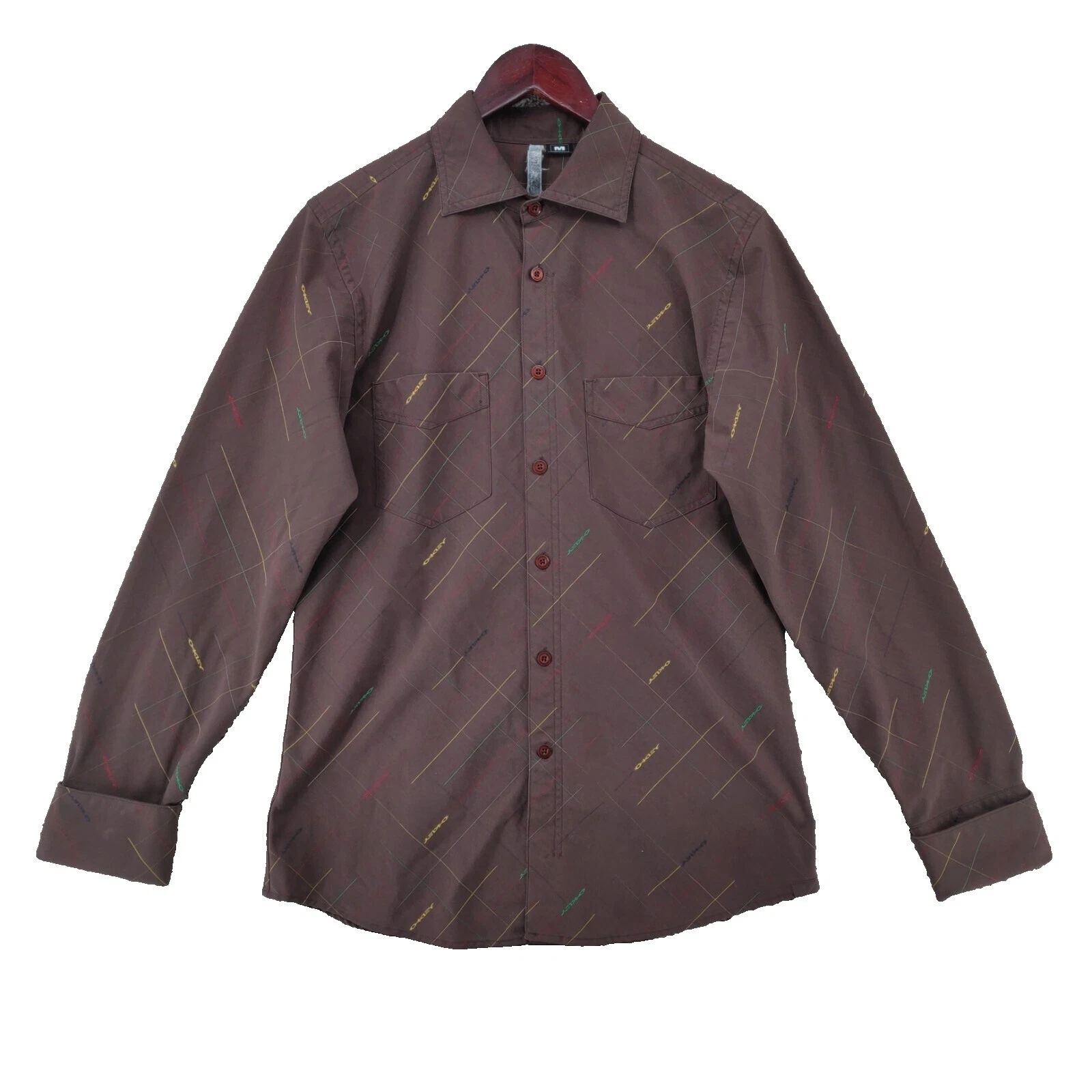 Oakley Long Sleeve Geometric Pattern Casual Button-Down Shirts for Men