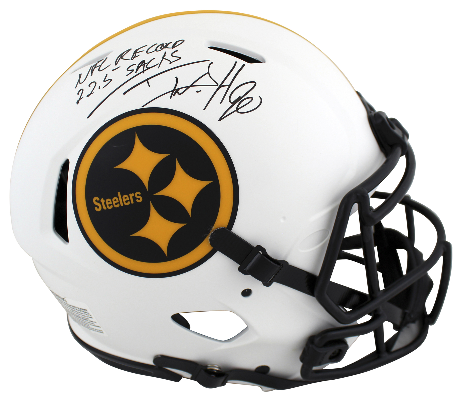T.J. Watt Autographed Signed Steelers T.J. Watt "22.5 Sacks" Lunar F/S Speed Proline Helmet Beckett Wit 