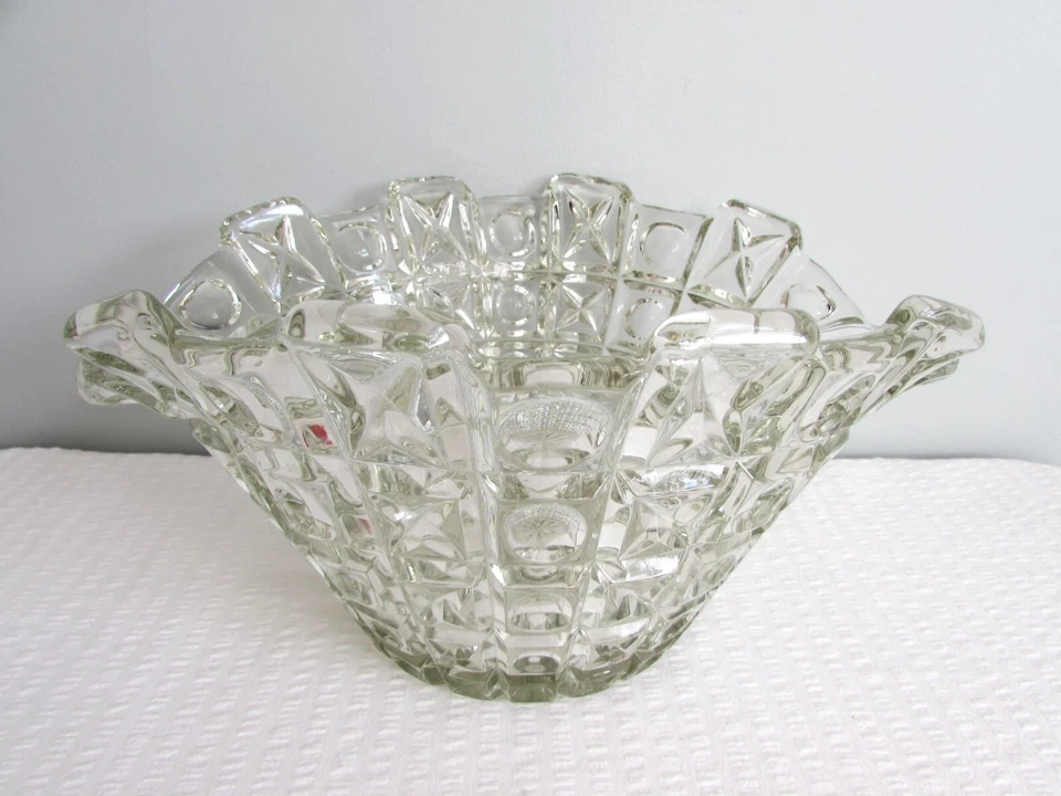 Art Deco 1930’s Libochovice Modernist Glass Optic Lens Bowl No 2134 Czech SKLO - Image 4 of 4