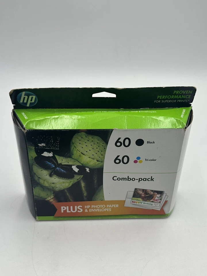 Paquete combinado HP 60 negro y tricolor más papel fotográfico HP - caducado abril 2016 - nuevo Foto 3 de 4