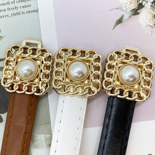 Ceinture ajustable Cummerbunds femme boucle nacrée fine ceinture PU ceinture taille - Photo 9/15