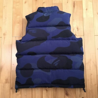 BAPE Giant Blue camo Puffer Down Vest a bathing ape NIGO Size XL