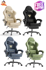 ✅ Luxury Velvet Gaming Chair with Footrest, Ergonomic Back, Lumbar & Recline