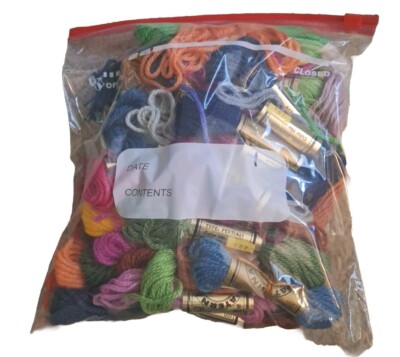 Embroidery Floss Lot, Mixed Colors .5 Lb Gallon Size Ziplock Bag #1