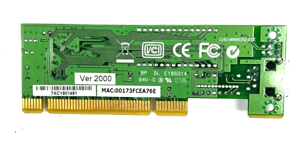 VCI BP DL E186014 94V-0 SINGLE-PORT CIRCUIT BOARD OAL 4-5/8