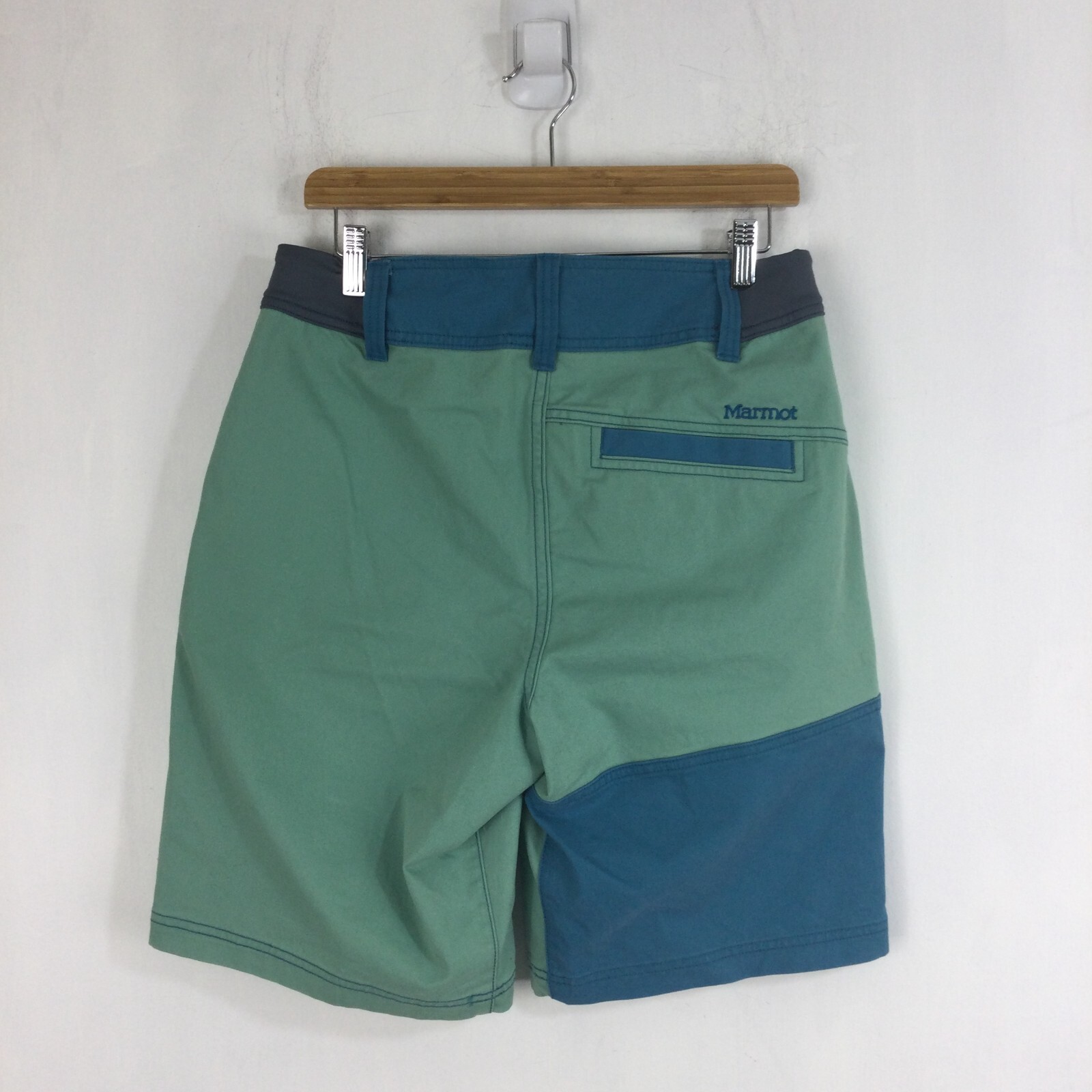 Marmot Northsyde Mens Cotton Blend Shorts Zip Pockets Shorts Blue Green
