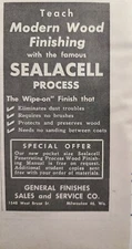 Vintage Print Ad 1952 Sealacell Process Wipe-On Finish General Finishes Sales