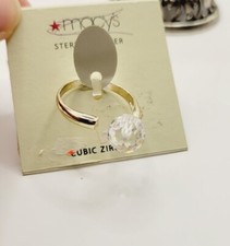 CZ Ring 925 STERLING SILVER Faceted Cubic Zirconia Adjustable Ring Vintage