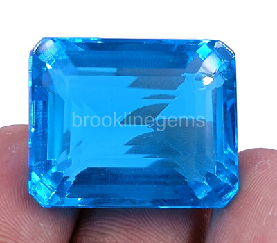 Certifie 60.00 Ct  NICE BLUE Tourmaline EMERALD Shape Loose Gemstone 5MTC