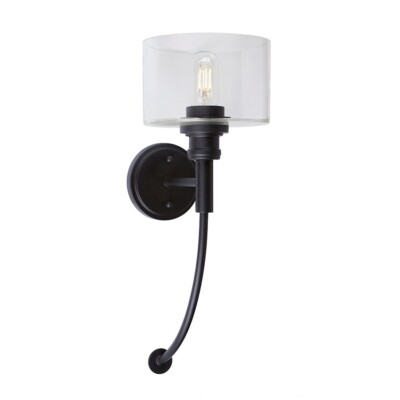 Forte Lighting Zane 1 Light Wall Sconce, Black/Clear - 5748-01-04