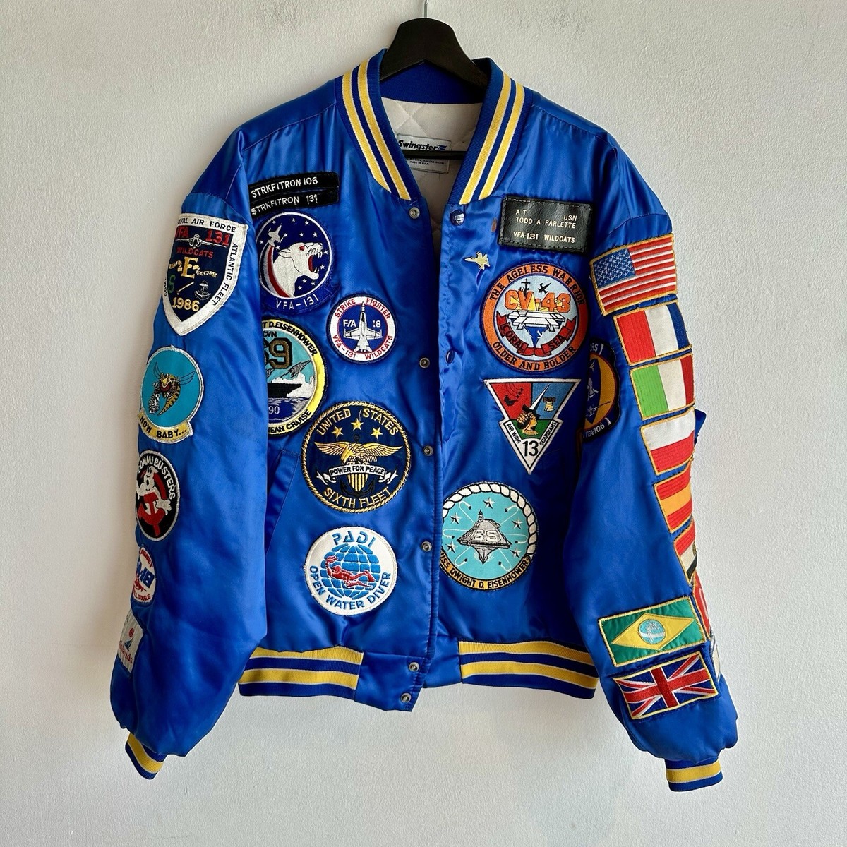 ジャケット・アウター 1980s UsNavy sourvenir jacket 1980s US Navy Patched Souvenir Tour Jacket Pilot Desert Storm | eBay