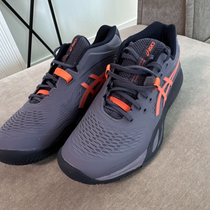 ASICS Men's Tennis Shoes Gray/Orange US Size 10 Medium Width