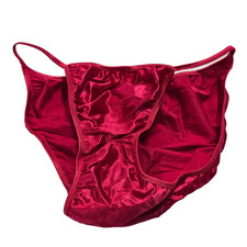 VINTAGE Victoria Secret SECOND SKIN SATIN String Bikini PANTY L SISSY SILKY RED
