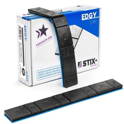 Klebegewichte für Alufelgen EDGY SLIM BLACK - 60g (5g + 10g Schwarz) - 50 Stück