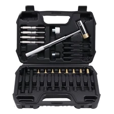 21 Piece Punch Set with Copper Alloy Punches Four Head Hammer and Bench Block