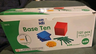 edx Education Four Color Plastic Base Ten Set 121 pcs Early Math for Kids 