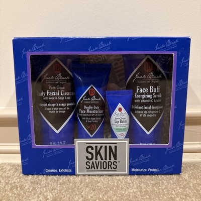 Jack Black Skin Saviors Set for Men Face Scrub Cleanser Lip Balm Moisturizer