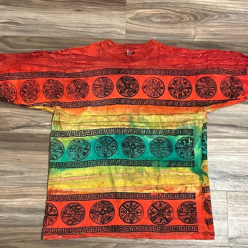 1990's Vintage T Shirt Allover Print Tribal Latin Reggae Ritz Tag Label Large
