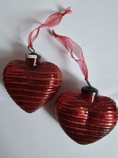Glass Red Heart Hanging Decorations
