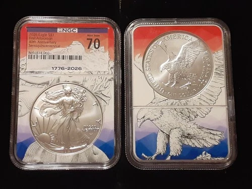 2026 W FIRST ALLOCATION SILVER EAGLE 40TH ANNIVERSARY NGC MS70