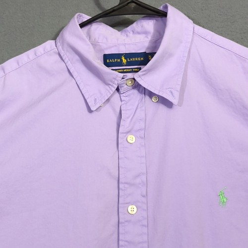 Ralph Lauren camicia uomo XL viola peso piuma twill manica corta abbottonata - Foto 3 di 9