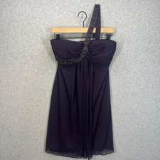 Xscape Purple One Shoulder Strap Mini Dress Sequins Beads Womens 6