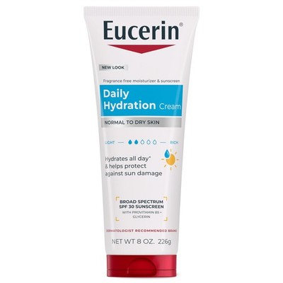Eucerin Daily Hydration Cream Broad Spectrum SPF 30 Sunscreen Lotion 8 oz Tube