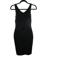 CB House Dress Size Small Black Lace Trim Backless Bodycon
