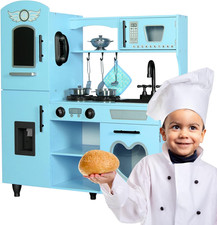 Toy Kitchen, Blue Kids Kitchen Playset for Kids Ages 4-8 Boys Gift Girls Play Ki