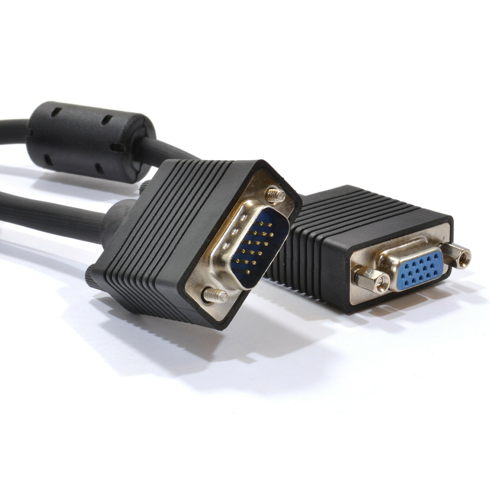 SVGA PC/Laptop Video Cable HD15 Pin Extension Lead Male to Female  20m BLACK