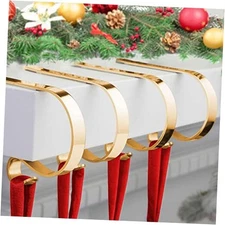 Christmas Stocking Holder,4 Pack Stocking Holders for Mantle,Non-Slip Gold
