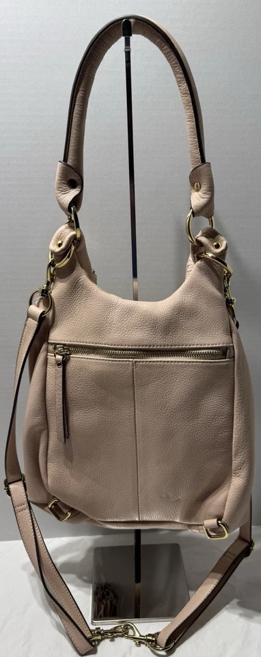 G. I. L. I.  Bolso de Mano Hobo Rosa Polvoriento Mochila Guijarro Flecos Borla Bolso de Cuero Foto 2 de 4