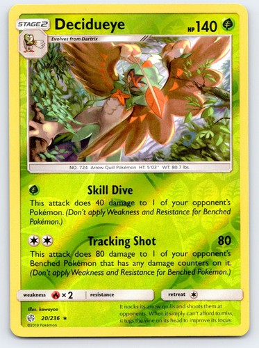 Decidueye 20/236 Rare Cosmic Eclipse Pokemon Reverse Holo Near Mint