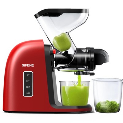 SIFENE Cold Press Juicer, Slow Masticating Juicer with Dual 3'' Wide Mouth Chu...