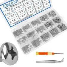 1600Pcs Tiny Phillips Pan Head Machine Screws Assortment Kit, Nickel-Plated Carb