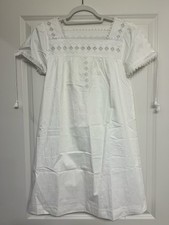 Madewell White Lace Embroidered Tasseled Square Neck Puff Sleeve Shift Dress XS