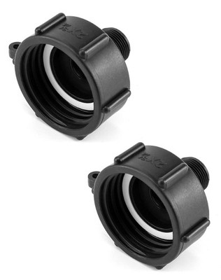 QWORK IBC Tote Tank Drain Adapter, 2'' Coarse Thread x 3/4'' Male 2 Pack, Black 