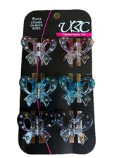 UBC Girls Hair Claw Clip Bows Rhinestones Pink Blue Black 1.5 6 pc NEW