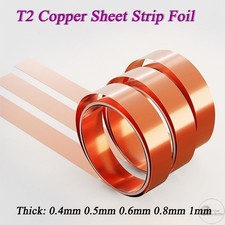 Thick 0.4mm to 1mm T2 Pure Copper Sheet Plate Copper Strip Foil Customisable