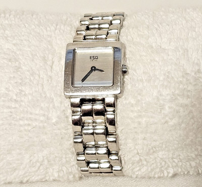 ESQ by Movado Ladies Wristwatch Model 100638 New Battery Stainless Mirror AS IS