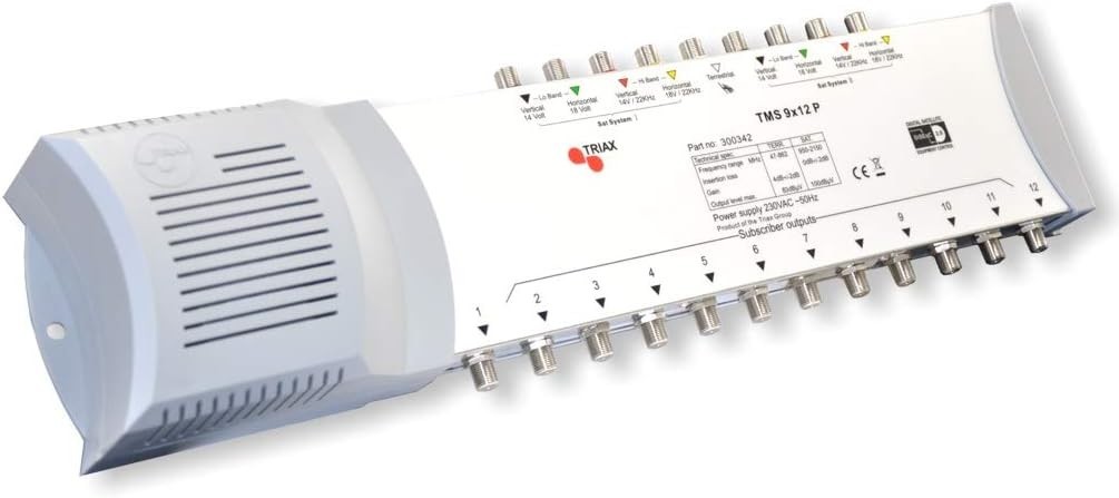 8 sat + 1 terr. eingang, 12fach, mit net Triax TMS 9x12 P multiswitch singolo co