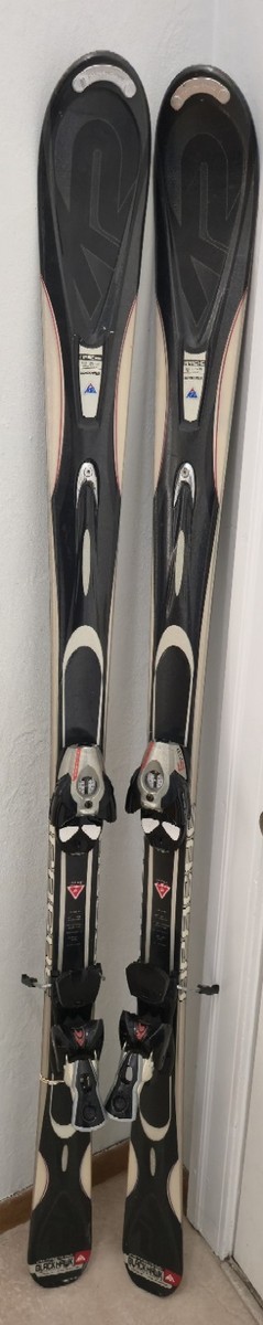 k2 apache blackhawk skis K2 Apache Black Hawk Skis 160cm w/ Bindings Clean Good Shape Black Silver!